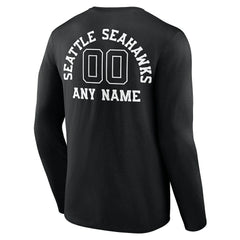 Seattle Seahawks Personalized Name & Number Monochrome Long Sleeve T-Shirt - Black for sale