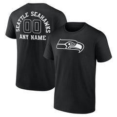 Seattle Seahawks Personalized Name & Number Monochrome T-Shirt - Black sale