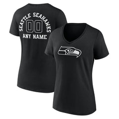 Seattle Seahawks Women's Personalized Name & Number Monochrome V-Neck T-Shirt - Black online