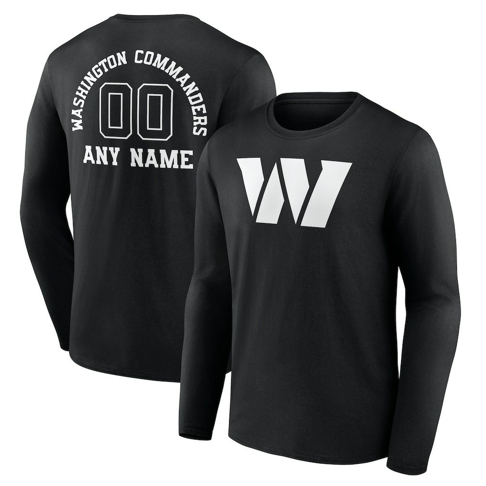 Washington Commanders Personalized Name & Number Monochrome Long Sleeve T-Shirt - Black sale