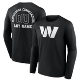 Washington Commanders Personalized Name & Number Monochrome Long Sleeve T-Shirt - Black sale