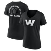 Washington Commanders Women's Personalized Name & Number Monochrome V-Neck T-Shirt - Black for sale
