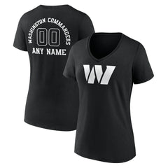 Washington Commanders Women's Personalized Name & Number Monochrome V-Neck T-Shirt - Black for sale