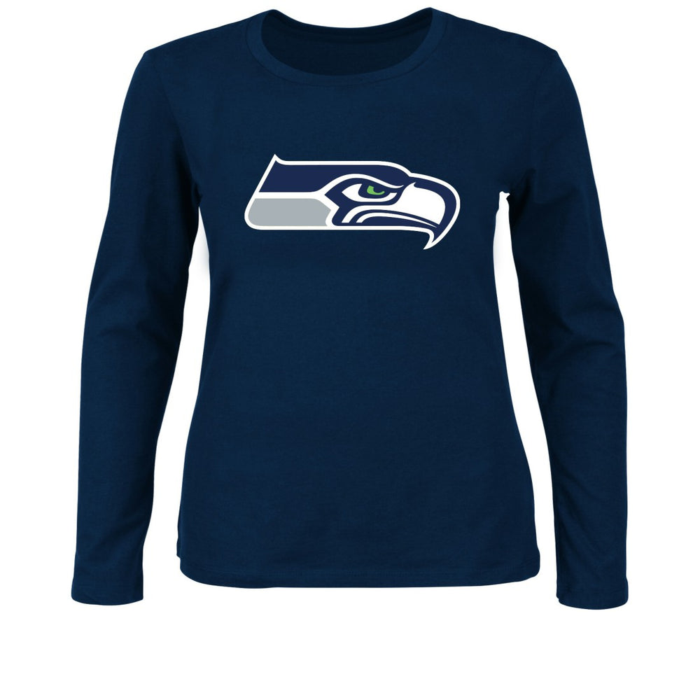 Seattle Seahawks Women's Plus Size Long Sleeve T-Shirt - College Navy outlet