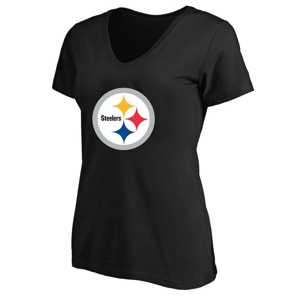 Pittsburgh Steelers Women's Plus Size V-Neck T-Shirt - Black outlet