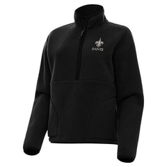 New Orleans Saints Antigua Women's Brushed Carbon Figure Half-Zip Pullover Sweatshirt – Black online