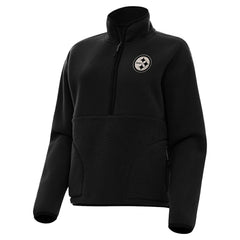 Pittsburgh Steelers Antigua Women's Brushed Carbon Figure Half-Zip Pullover Sweatshirt – Black for sale