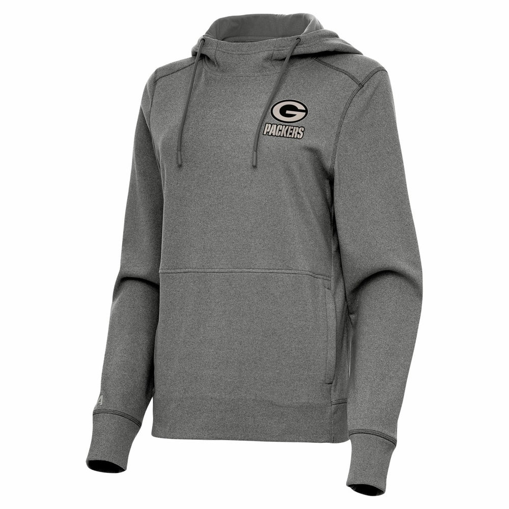 Green Bay Packers Antigua Women's Justice Pullover Hoodie - Heather Black for sale