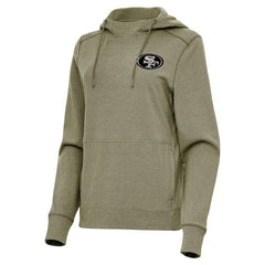 San Francisco 49ers Antigua Women's Justice Pullover Hoodie - Olive sale