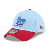 Athletics 2025 Fourth of July 39THIRTY Flex Hat Light Blue/Red