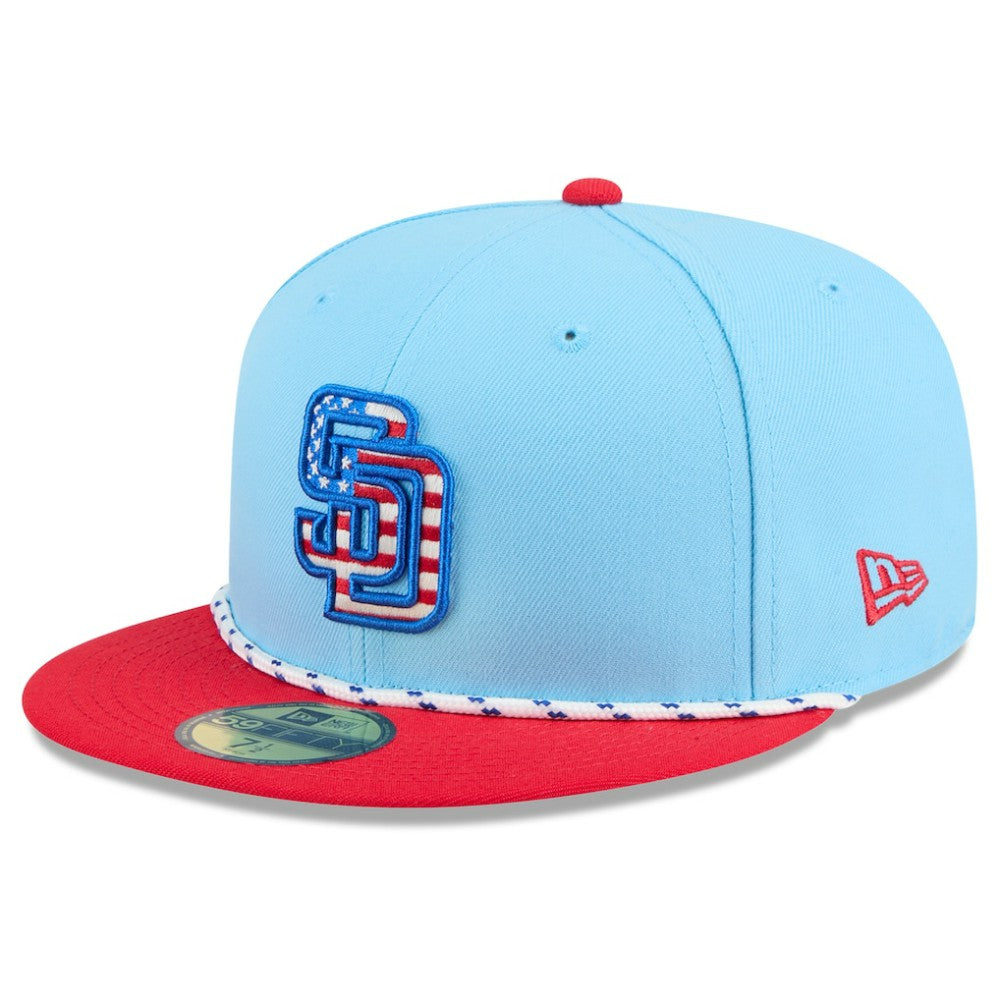 San Diego Padres 2025 Fourth of July 59FIFTY Fitted Hat Light Blue/Red