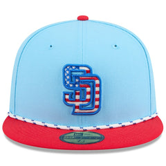 San Diego Padres 2025 Fourth of July 59FIFTY Fitted Hat Light Blue/Red
