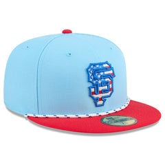 San Francisco Giants 2025 Fourth of July 59FIFTY Fitted Hat Light Blue/Red