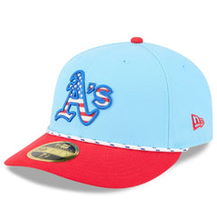 Athletics 2025 Fourth of July Low Profile 59FIFTY Fitted Hat Light Blue/Red