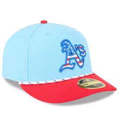Athletics 2025 Fourth of July Low Profile 59FIFTY Fitted Hat Light Blue/Red