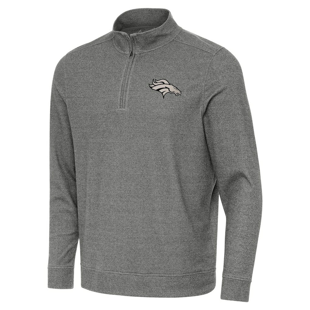 Denver Broncos Antigua Subtle Quarter-Zip Top - Heather Black for sale