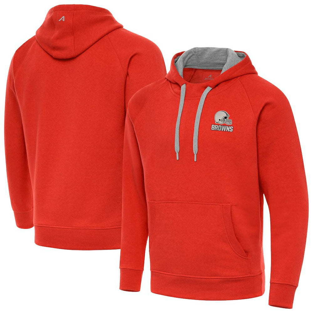 Cleveland Browns Antigua Brushed Carbon Victory Pullover Hoodie - Orange for sale