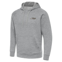 New York Jets Antigua Brushed Carbon Victory Pullover Hoodie - Heather Gray on sale