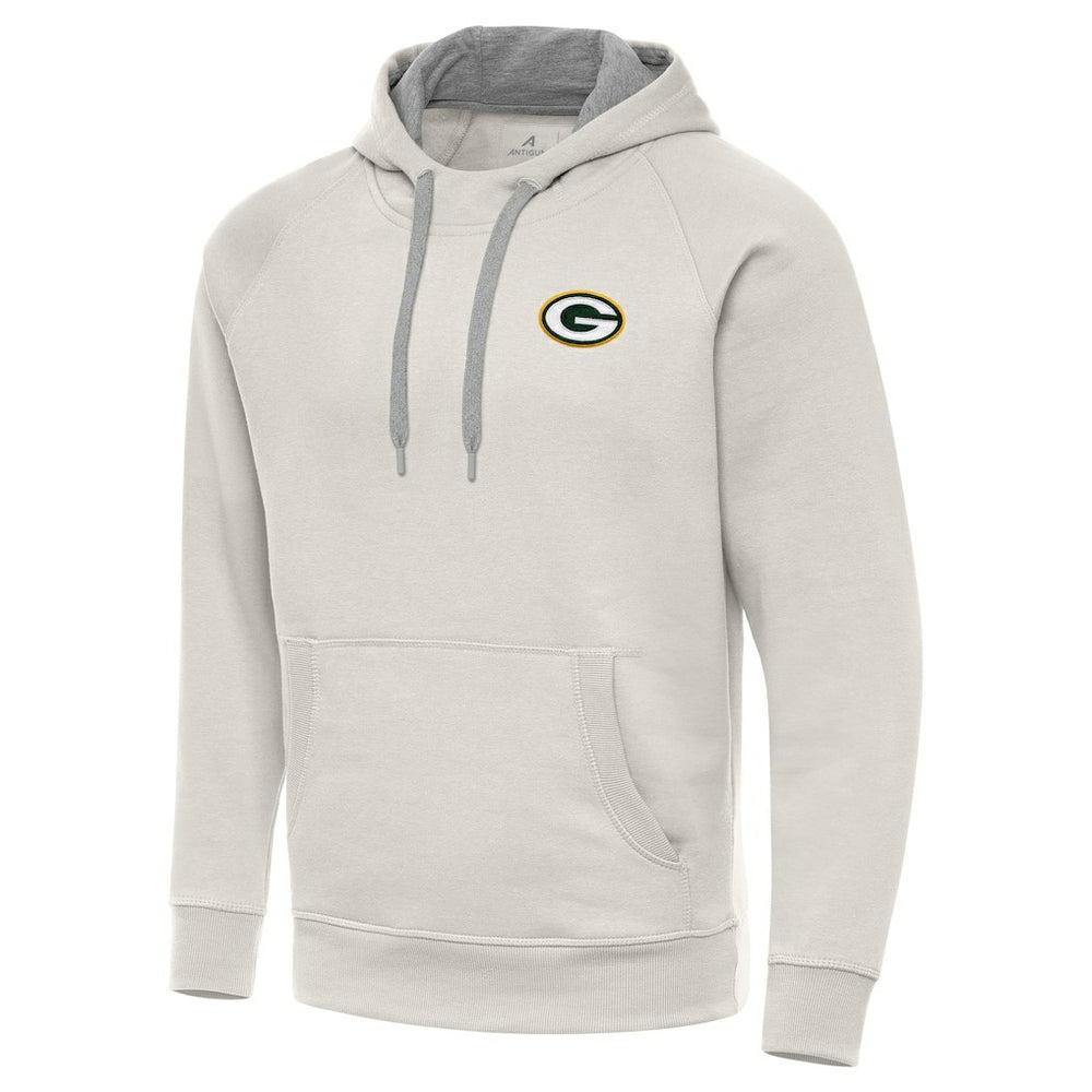 Green Bay Packers Antigua Victory Raglan Pullover Hoodie - Cream on sale