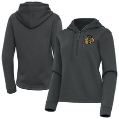 Chicago Blackhawks Antigua Women's Contemporary Quarter-Zip Hoodie - Pewter Hoodies