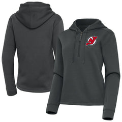 New Jersey Devils Antigua Women's Contemporary Quarter-Zip Hoodie - Pewter Jerseys
