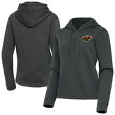 Minnesota Wild Antigua Women's Contemporary Quarter-Zip Hoodie - Pewter Hoodies