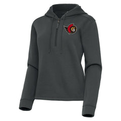 Ottawa Senators Antigua Women's Contemporary Quarter-Zip Hoodie - Pewter Hoodies