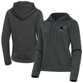 San Jose Sharks Antigua Women's Contemporary Quarter-Zip Hoodie - Pewter Hoodies