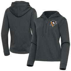 Pittsburgh Penguins Antigua Women's Contemporary Quarter-Zip Hoodie - Pewter Hoodies