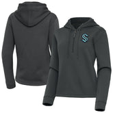 Seattle Kraken Antigua Women's Contemporary Quarter-Zip Hoodie - Pewter Hoodies
