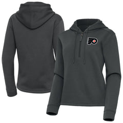 Philadelphia Flyers Antigua Women's Contemporary Quarter-Zip Hoodie - Pewter Hoodies