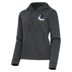 Vancouver Canucks Antigua Women's Contemporary Quarter-Zip Hoodie - Pewter Hoodies