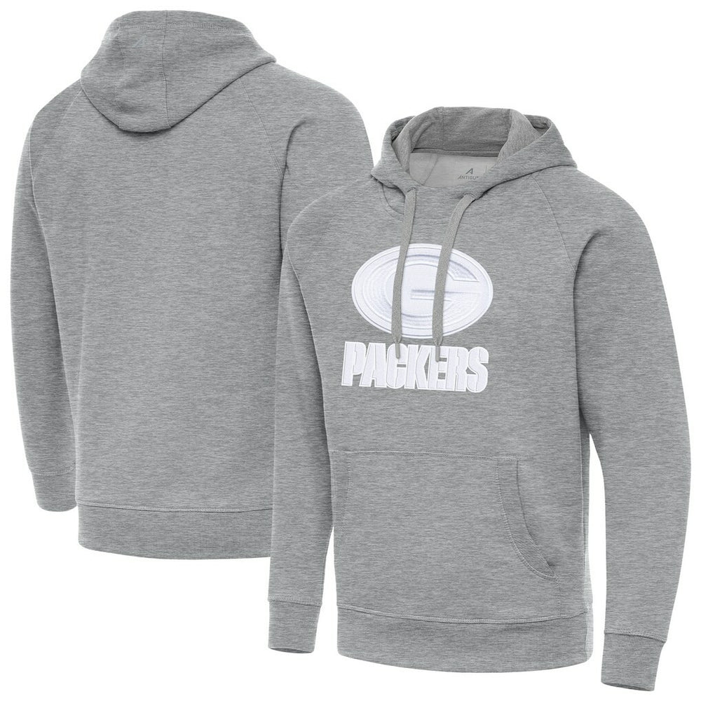 Green Bay Packers Antigua Victory Pullover Hoodie - Heather Gray discount
