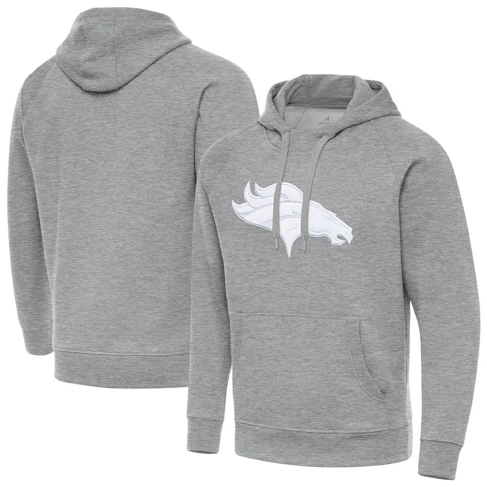 Denver Broncos Antigua Victory Pullover Hoodie - Heather Gray cheap