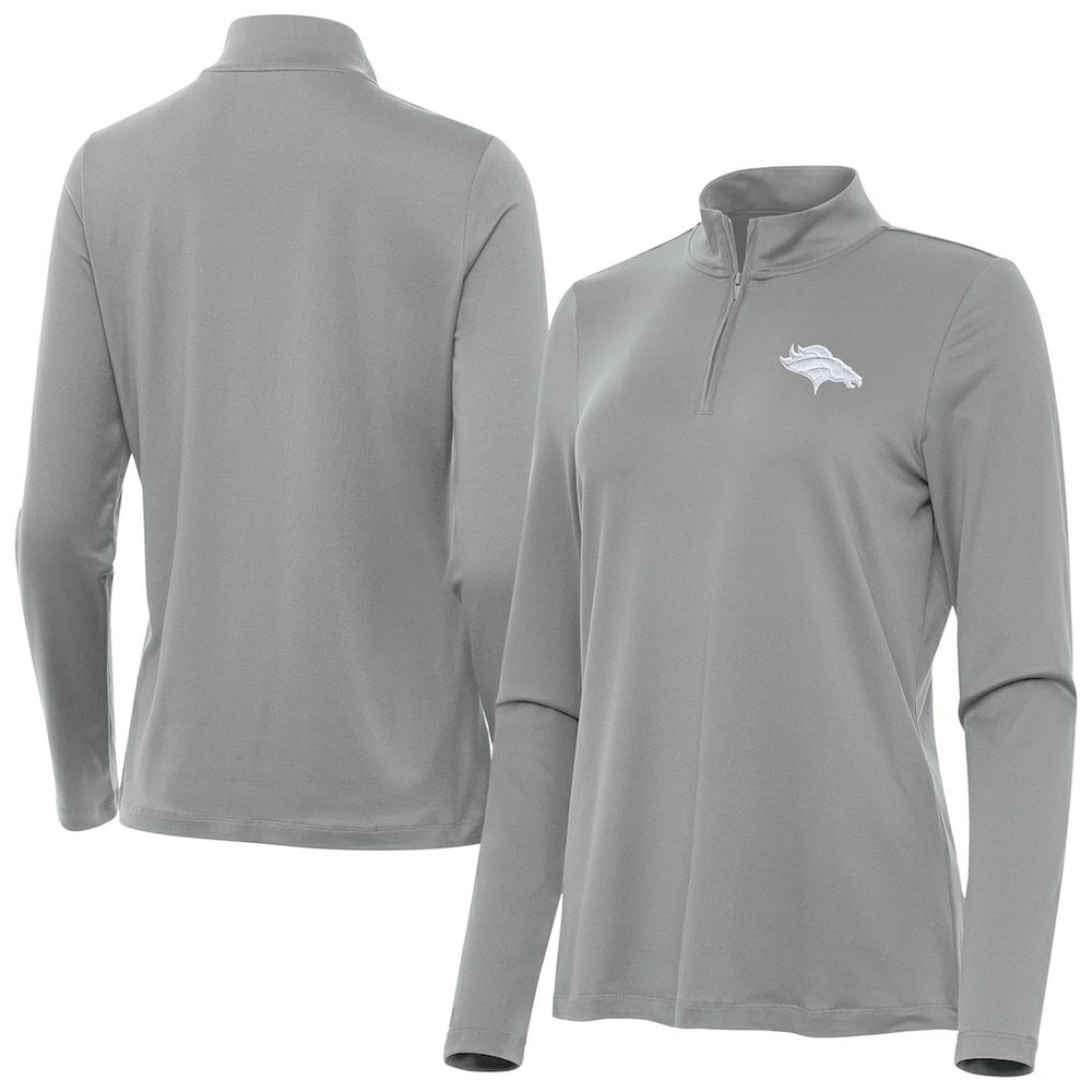 Denver Broncos Antigua Women's Reprocess Quarter-Zip Top - Gray discount