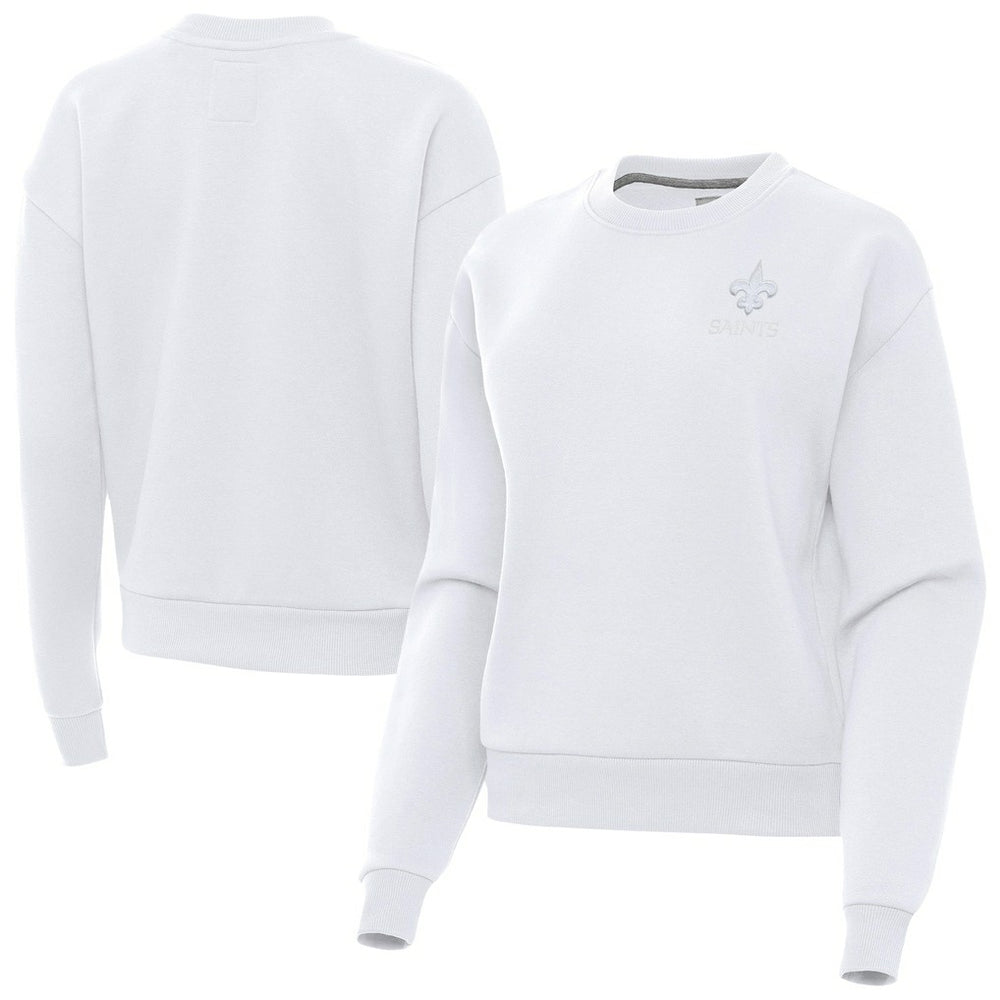 New Orleans Saints Antigua Women's Victory Crew Pullover Sweatshirt - White sale