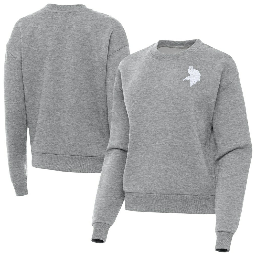 Minnesota Vikings Antigua Women's Victory Crew Pullover Sweatshirt - Heather Gray online