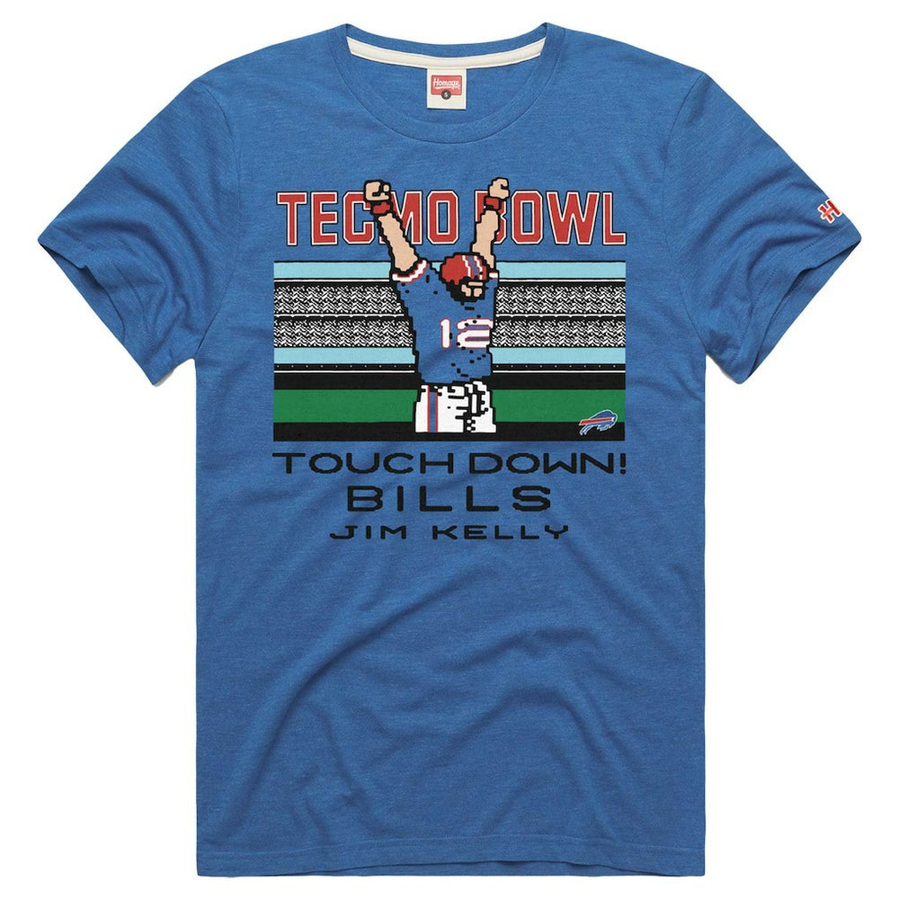 Jim Kelly Buffalo Bills Homage Unisex Tecmo Bowl Retired Player Graphic Tri-Blend T-Shirt - Royal outlet
