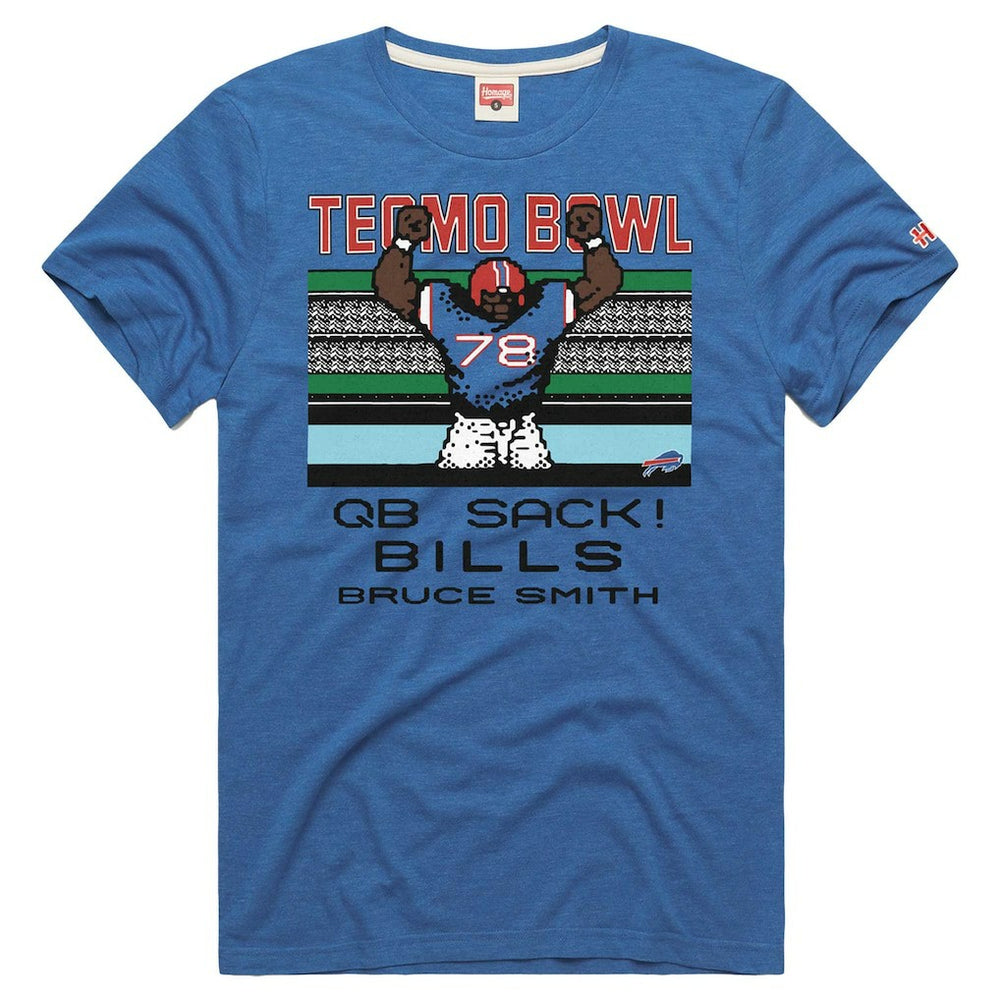 Bruce Smith Buffalo Bills Homage Unisex Tecmo Bowl Retired Player Graphic Tri-Blend T-Shirt - Royal for sale
