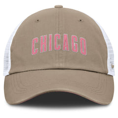 Chicago Cubs Unisex Mother's Day Club Trucker Adjustable Hat Khaki/White