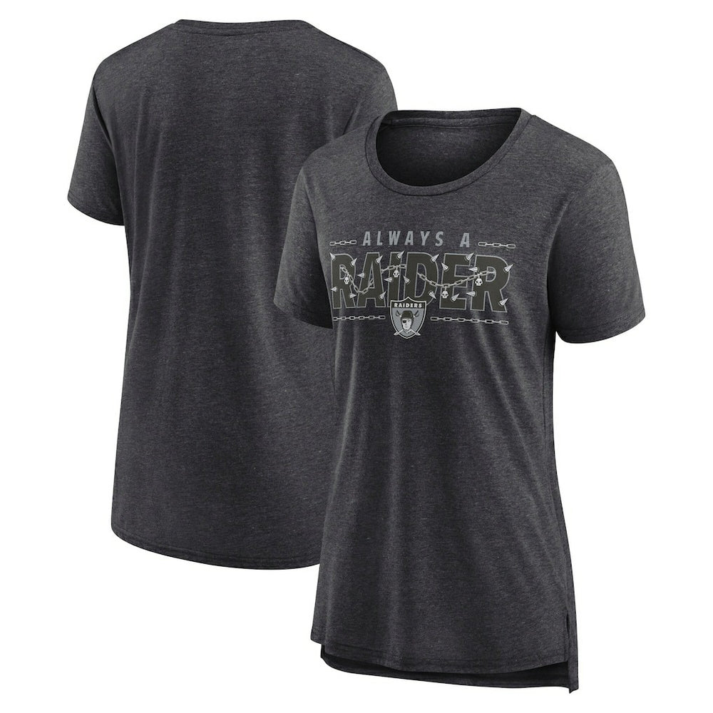 Las Vegas Raiders Women's Vintage Graphic Tri-Blend Scoop Neck T-Shirt - Charcoal outlet