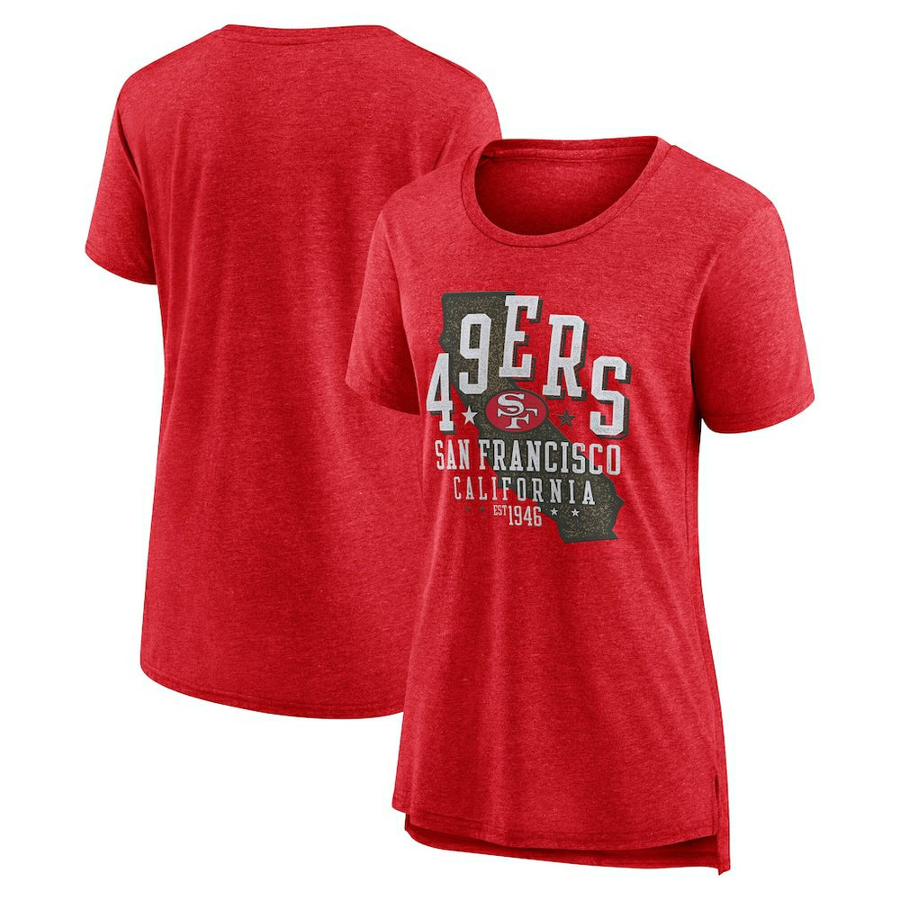 San Francisco 49ers Women's Vintage Graphic Tri-Blend Scoop Neck T-Shirt - Scarlet cheap