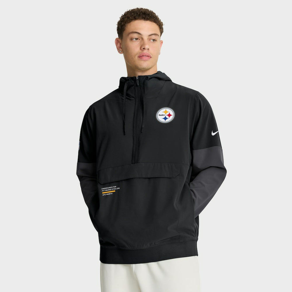 Pittsburgh Steelers Sideline Anorak Half-Zip Hoodie Jacket - Black for sale
