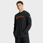Cincinnati Bengals Sideline Pure Fury Performance Long Sleeve Hoodie T-Shirt - Black sale