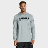 Las Vegas Raiders Sideline Pure Fury Performance Long Sleeve Hoodie T-Shirt - Silver for sale