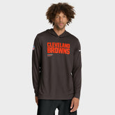Cleveland Browns Sideline Pure Fury Performance Long Sleeve Hoodie T-Shirt - Brown for sale