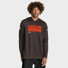Cleveland Browns Sideline Pure Fury Performance Long Sleeve Hoodie T-Shirt - Brown for sale
