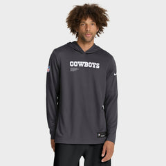 Dallas Cowboys Sideline Pure Fury Performance Long Sleeve Hoodie T-Shirt - Anthracite outlet