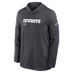 Dallas Cowboys Sideline Pure Fury Performance Long Sleeve Hoodie T-Shirt - Anthracite outlet