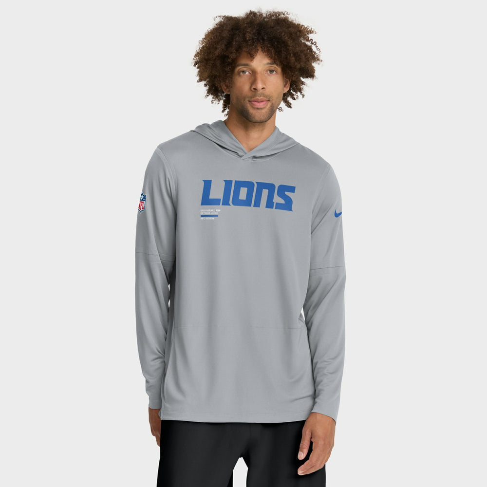 Detroit Lions Sideline Pure Fury Performance Long Sleeve Hoodie T-Shirt - Gray sale